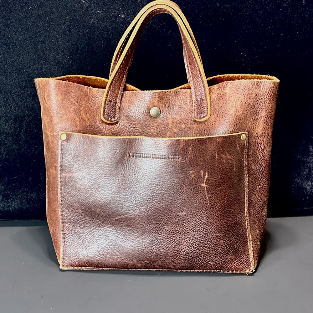 Portland Leather Classic mini nutmeg crosssbody tote